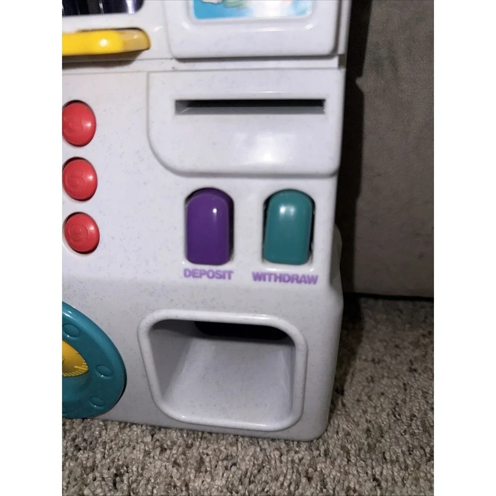WORKS! Vintage 1997 Playskool Saving Sounds Bank ATM Toy Real Coin Sorter Sounds